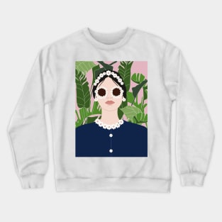 banana leaves, fashionable girl Crewneck Sweatshirt